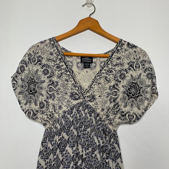 Angie women's blue white ikat print kimono sleeve mini dress Small - Picture 3 of 8